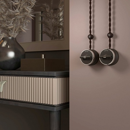 Переключатель/выключатель одноклавишный Vintage мокко матовый/хром W5812052 - фото