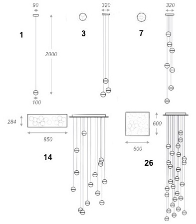 Светильник Bocci 14.1 Single Bubbles Led Crystal Glass 1 Ball Imperiumloft 85101-22 - фото