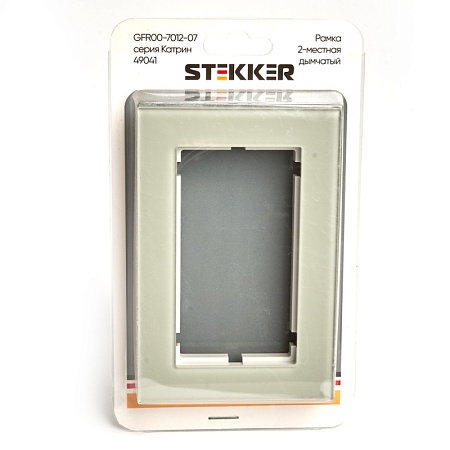 Рамка  2-местная (без перемычки), стекло, STEKKER, GFR00-7012-07, серия Катрин, дымчатый - фото