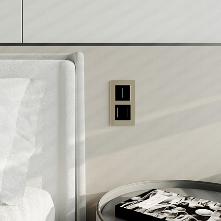 Умный сенсорный выключатель двухклавишный (черный) W4523008 - фото