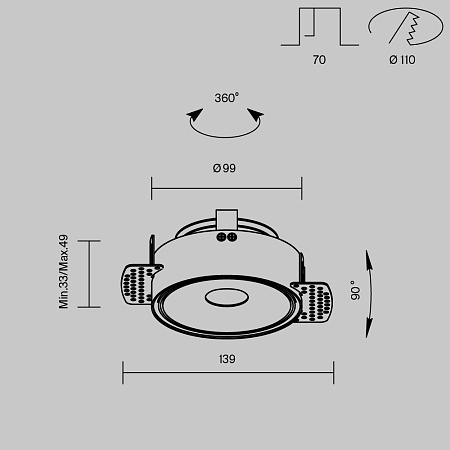 Встраиваемый светильник Technical DL060-9W3-4-6K-TRS-B - фото