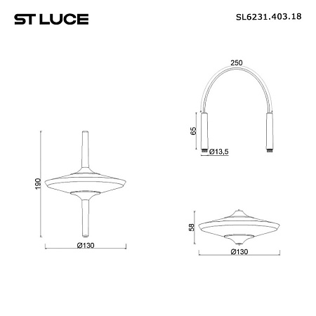 Светильник подвесной ST-Luce Черный/Прозрачный LED 18*5W 4000K SL6231.403.18 - фото