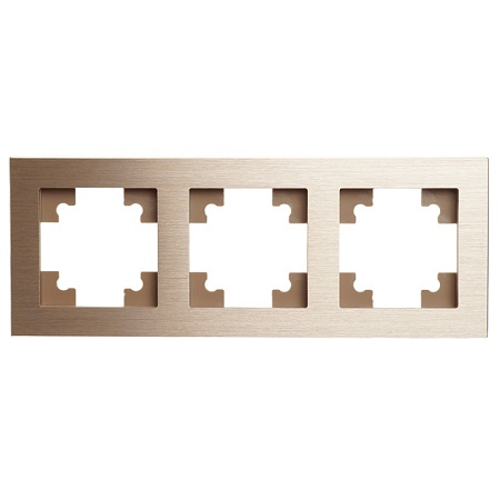 Рамка 3-местная, металл, ,STEKKER, MFR00-7003-02, серия Катрин, шампань - фото