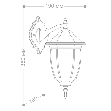 Светильник садово-парковый Feron PL6302 шестигранный на стену вниз 60W 230V E27, черное золото - фото