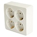 Розетка 4-местная с/з открытой установки, квадрат, STEKKER, 250В, 16А, IP20, серия София, белый, MST16-14S-01 - фото