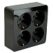 Розетка 4-местная с/з открытой установки, квадрат, STEKKER, 250В, 16А, IP20, серия София, черный, MST16-14S-02 - фото