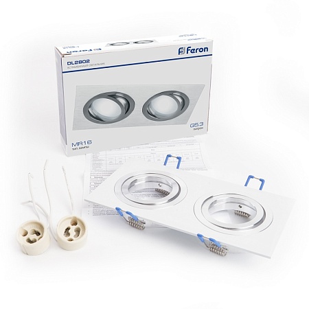 Светильник встраиваемый Feron DL2802 потолочный MR16 G5.3 белый-хром - фото