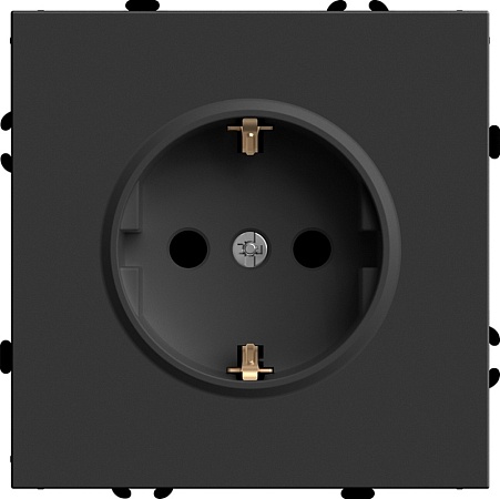 Розетка 1-местная с защитной шторкой с/з (механизм), STEKKER, 250В, 16А, серия Эмили, RST16-5110-05, черный уголь, soft touch - фото