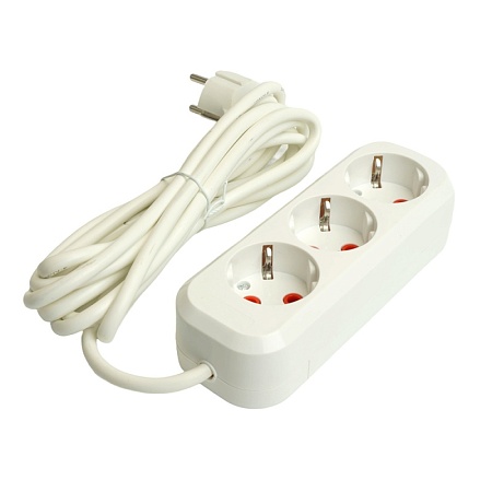 Удлинитель трехместный с/з  STEKKER HM06-31-03 3x1мм2, 3м, серия Home (У10-002), белый - фото