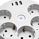 HM10-51-01 Удлинитель 5-местный с/з, 3x1мм2, 2.5м, 250В, 16А, 2USB+С 5V 3,1А, серия Comfort, белый - фото