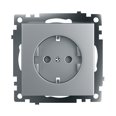Розетка 1-местная с/з (механизм), STEKKER GLS16-7110-03, 250В, 16А с защитной шторкой, серия Катрин, серебро - фото