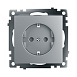 Розетка 1-местная с/з (механизм), STEKKER GLS16-7110-03, 250В, 16А с защитной шторкой, серия Катрин, серебро - фото