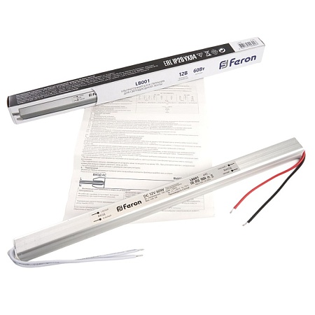 Трансформатор электронный для светодиодной ленты 60W 12V (драйвер), LB001 FERON - фото