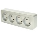 Розетка 4-местная б/з открытой установки, STEKKER, 250В, 10А, IP20, серия София, серебро, MST10-14-03 - фото