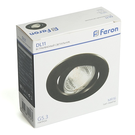 Светильник потолочный встраиваемый Feron DL11 MR16 50W G5.3 чёрный матовый - фото