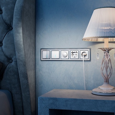 Рамка на 5 постов Palacio (хром/белый) W0051331 - фото