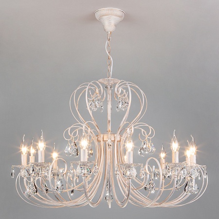 Подвесной светильник Eurosvet 3305/12 белый с золотом / прозрачный хрусталь - фото