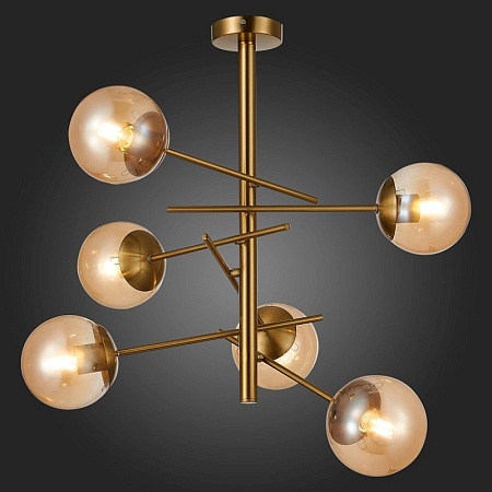 Светильник потолочный Латунь/Коньячный E27 6*60W SLE1099-312-06 - фото