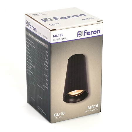 Светильник потолочный Feron ML185 Barrel BELL MR16 35W, 230V, GU10, чёрный - фото