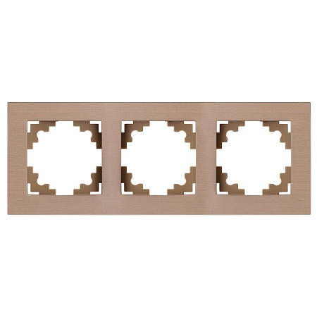 Рамка 3-местная, металл, ,STEKKER, MFR00-7003-02, серия Катрин, шампань - фото