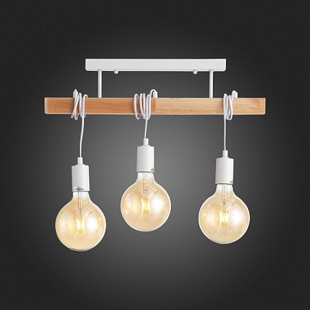 Светильник подвесной Белый, Светлое дерево E27 3*60W SL1142.503.03 - фото