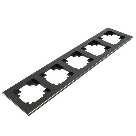 Рамка 5-местная, металл, STEKKER, MFR00-7005-05, серия Катрин, черный - фото