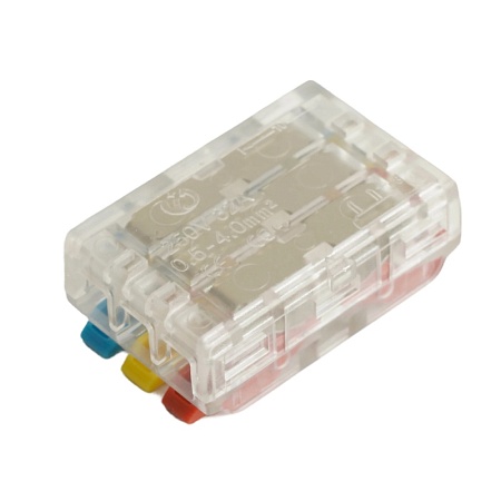 Клемма супер-компактная проходная серии 219 на 3 контакта STEKKER,LD219-423,  (DIY упак 10 шт) - фото