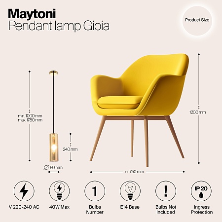 Подвесной светильник Maytoni Gioia P011PL-01G - фото