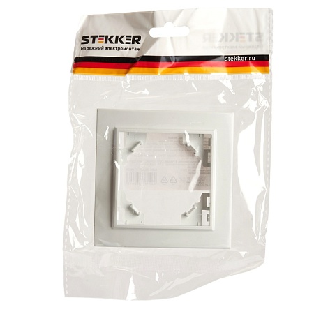 Рамка 1-местная STEKKER, PFR00-9001-01, серия Эрна, белый - фото