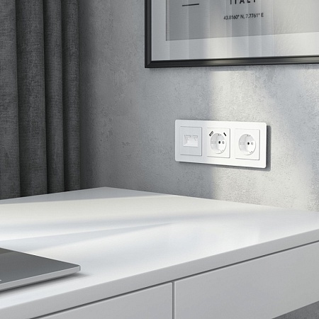 W1191141/ Накладка для двойной розетки Еthernet RJ-45 (белый акрил) W1191141 - фото