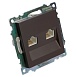 Розетка компьютерная 2-местная RJ-45 (механизм) STEKKER GLS00-7109-04, серия Катрин, шоколад - фото
