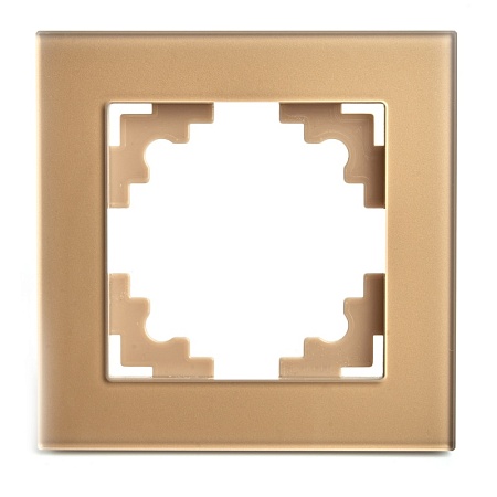 Рамка 1-местная, стекло, STEKKER GFR00-7001-08, серия Катрин, золото - фото