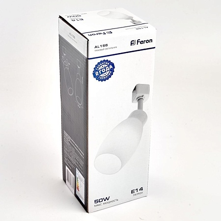 Светильник Feron AL156 трековый однофазный на шинопровод под лампу E14, белый - фото