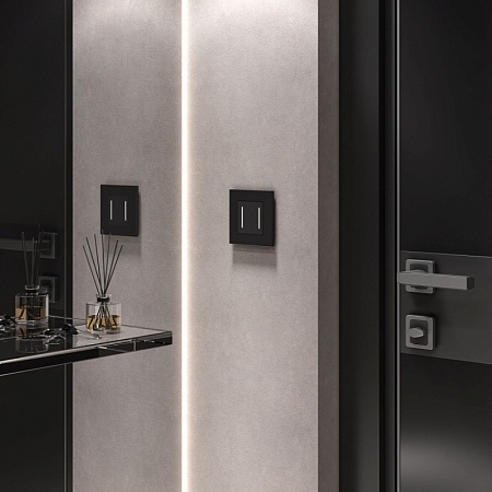 Умный сенсорный выключатель двухклавишный (черный) W4523008 - фото