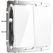 Выключатель двухклавишный проходной белый WL01-SW-2G-2W