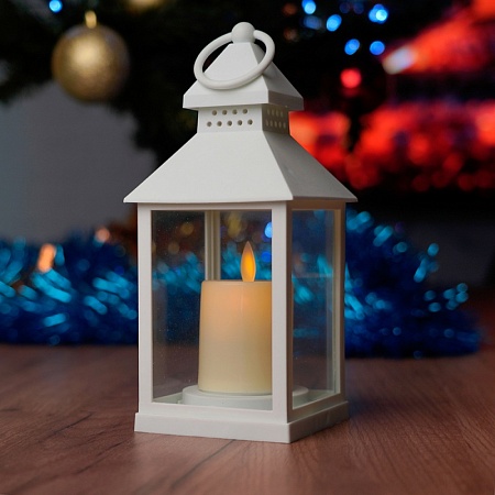 Световая фигура Свеча "Волшебный фонарь" 1LED 2700K, батарейки 3*ААА, 22см, белый, LT133 - фото