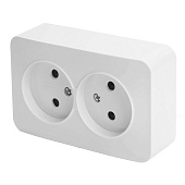 Розетка 2-местная б/з открытой установки, STEKKER, 250В, 10А, IP20, серия София, белый, MST10-12-01