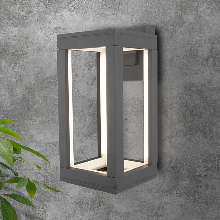 Уличный настенный светодиодный светильник Frame LED IP54 1527 TECHNO LED серый Elektrostandard - фото