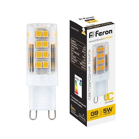 Лампа светодиодная Feron LB-432 G9 5W 175-265V 2700K - фото