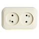 Розетка 2-местная б/з STEKKER, PST16-30-20 (RA 16-237-БЖ), пластик АВС, 250В, 16А, IP20, слоновая кость - фото