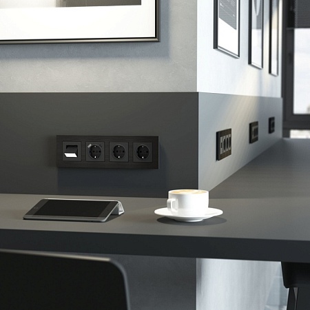 Рамка на 4 поста  AluMax (черный алюминий) W0043508 - фото