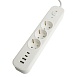 Сетевой фильтр 3-местный с/з STEKKER 3x1мм2, 3 м, 250В, 16А, 2 USB-A+2 Type-C 3, серия Nova, белый - фото