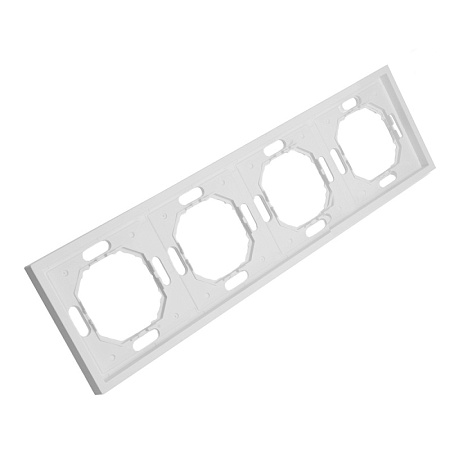 Рамка STEKKER, PFR00-5004-01 4-местная, серия Эмили, белый фарфор, soft touch - фото