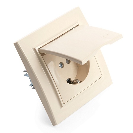 Розетка 2-местная б/з, STEKKER, PST10-9013-02, 250В, 16А с защитной шторкой, серия Эрна, слоновая кость - фото