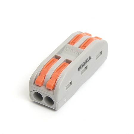 Клемма монтажная д/ подкл. фазн. проводников STEKKER, LD222-422, 2 контактные группы, 1ввод,1вывод на полюс (DIY упак 5 шт) - фото