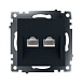Розетка компьютерная 2-местная RJ-45 (механизм) ,STEKKER ,GLS00-7109-05, серия Катрин, черный - фото