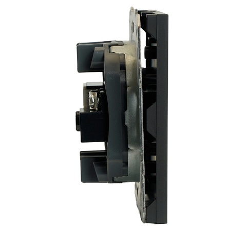 Розетка TV + компьютерная RJ-45 (механизм), STEKKER, RST00-5106-05, серия Эмили, черный уголь, soft touch - фото