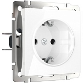 Розетка с заземлением, безвинтовой зажим белая WL01-10-01