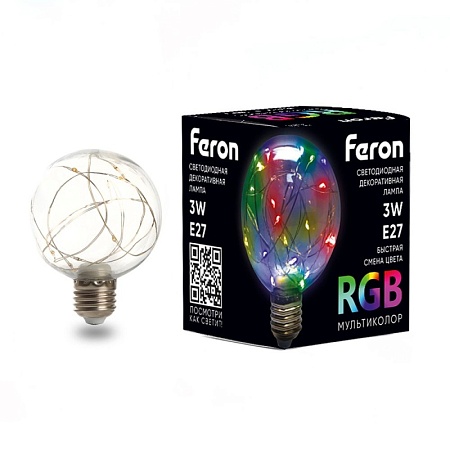 Лампа светодиодная Feron LB-381 E27 3W 230V RGB - фото