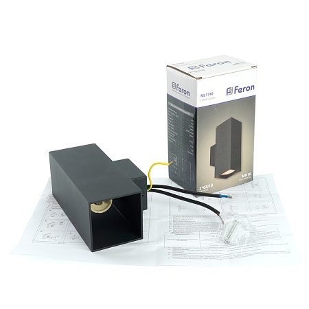 Светильник  настенный Feron ML1740 QUAD   MR16 35W, 230V, 2*GU10,  чёрный IP20 - фото